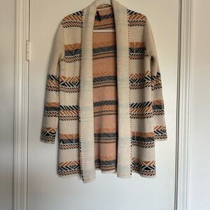 Staccato Women's Open-Front Cardigan - Cream and Orange Stripes